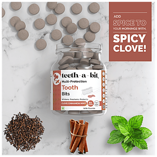 Teeth a Bit Multi-Protection Tooth Bits - With Fluoride, Clove Cinnamon Mint, For 13+ Years, 60 pcs Bottle 0