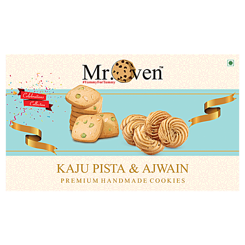 Mr Oven Celebration Collection - Kaju Pista & Ajwain, Premium Handmade Cookies, 700 g  