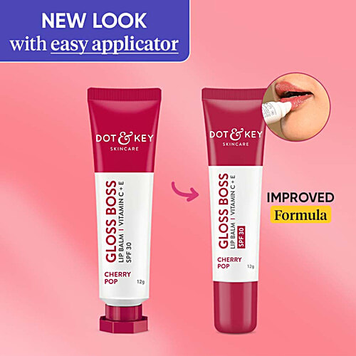 Dot & Key Gloss Boss Lip Balm With Vitamin C, E - SPF 30, Cherry Pop, For Smooth Texture, 12 g  