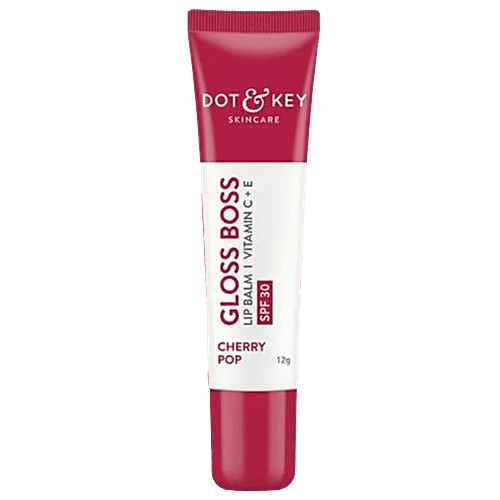 Dot & Key Gloss Boss Lip Balm With Vitamin C, E - SPF 30, Cherry Pop, For Smooth Texture, 12 g  