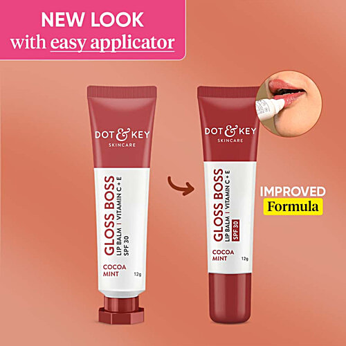 Dot & Key Gloss Boss Lip Balm With Vitamin C, E - SPF 30, Cocoa Mint, For Smooth Texture, 12 g  