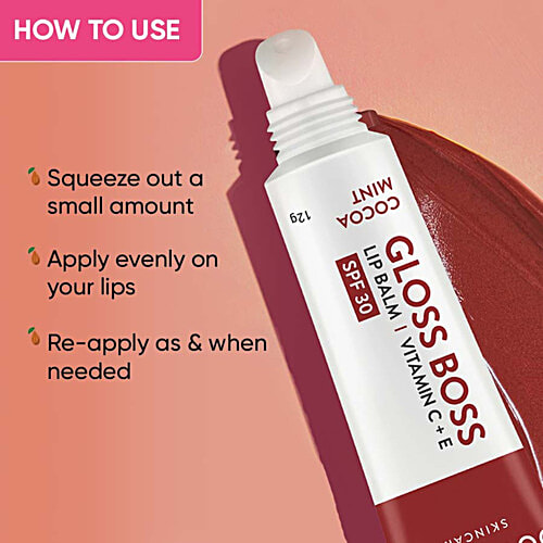 Dot & Key Gloss Boss Lip Balm With Vitamin C, E - SPF 30, Cocoa Mint, For Smooth Texture, 12 g  