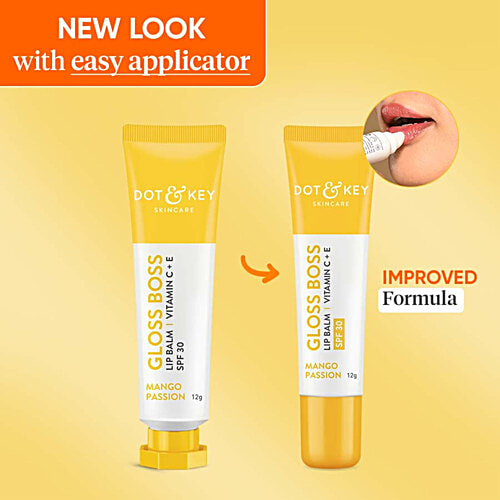 Dot & Key Gloss Boss Lip Balm With Vitamin C, E - SPF 30, Mango Passion, For Smooth Texture, 12 g  