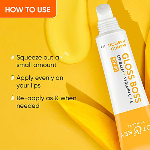 Dot & Key Gloss Boss Lip Balm With Vitamin C, E - SPF 30, Mango Passion, For Smooth Texture, 12 g  