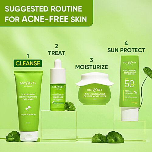 Dot & Key CICA Calming Blemish Clearing Face Wash - Salicylic & Green Tea, Reduces Acne, 100 ml  