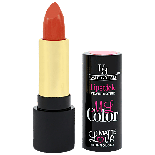 Half N Half My Color Velvet Matte Texture Lipstick - Long-Lasting, Lightweight, 3.8 g Almond Peach 