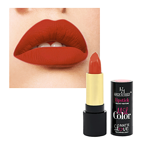 Half N Half My Color Velvet Matte Texture Lipstick - Long-Lasting, Lightweight, 3.8 g Almond Peach 