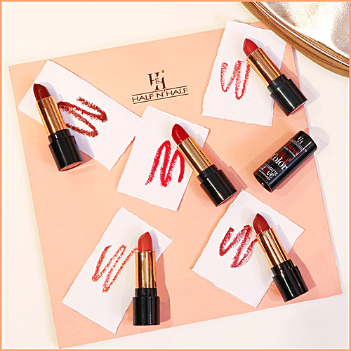 Half N Half My Color Velvet Matte Texture Lipstick - Long-Lasting, Lightweight, 3.8 g Almond Peach 