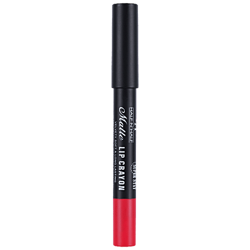 Half N Half Matte Lip Crayon - 24H Super Stay, Velvety Soft, Long-Lasting & Non-Transfer, 3.5 g 02 Go Red 