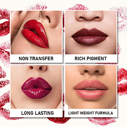 Half N Half Matte Lip Crayon - 24H Super Stay, Velvety Soft, Long-Lasting & Non-Transfer, 3.5 g 02 Go Red 