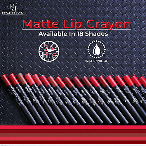 Half N Half Matte Lip Crayon - 24H Super Stay, Velvety Soft, Long-Lasting & Non-Transfer, 3.5 g 02 Go Red 
