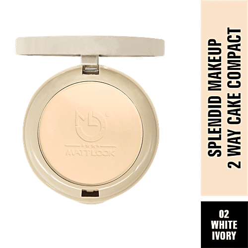 Mattlook Splendid Makeup 2 Way Cake Compact - High Coverage, Water Resistant, 20 g 02 White Ivory 