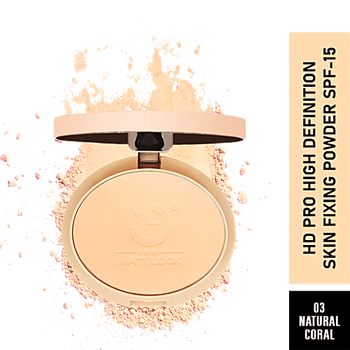 Mattlook HD Pro High Definition Skin Fixing Powder - SPF-15, Oil Control, High Coverage, 20 g 03 Natural Coral 