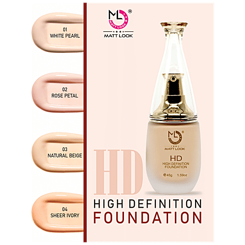 Mattlook High Definition Foundation - Long-Lasting, High Coverage, Easy Application, 45 g 04 Sheer Ivory 
