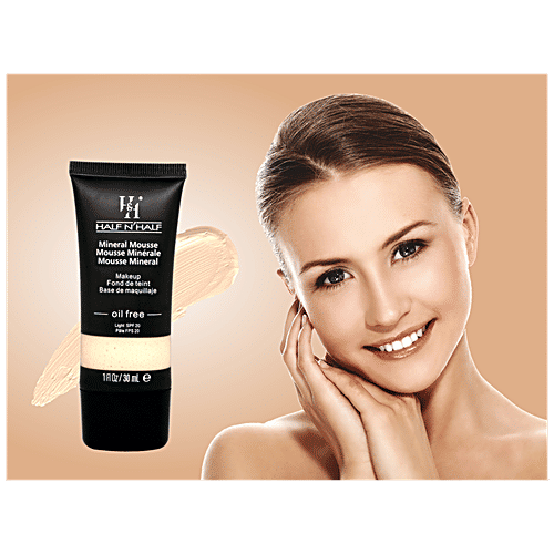 Half N Half Mineral Mousse Makeup Foundation - Oil-Free, Light, SPF-20, 30 ml 01 Ivory 