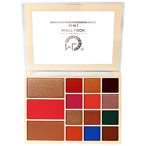 Mattlook 15 In 1 Baked Highlighter & Eyeshadow Palette - Highly Pigmented, Long-Lasting, 33.6 g Multicolour 01 