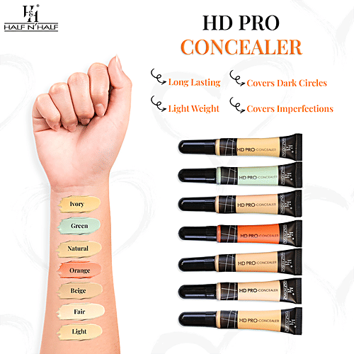 Half N Half HD Pro Concealer - Lightweight, Long-Lasting, Covers Dark Circles, 8 g 01 Fair 
