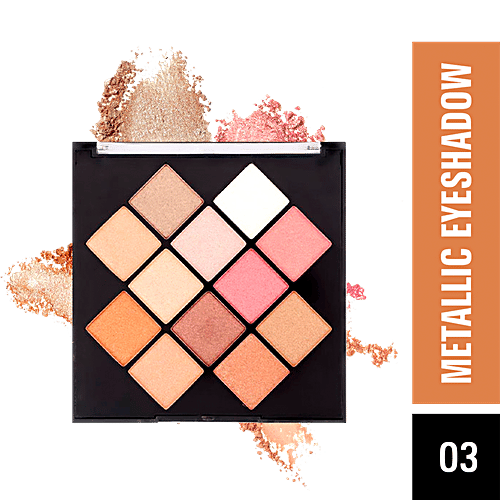 Mattlook Metallic 12 Color Eyeshadow Palette - Long-Lasting, High Pigmentation, Multicolour, 20 g 03 