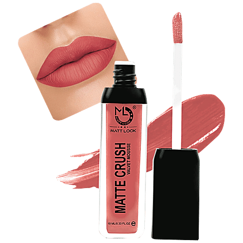 Mattlook Matte Crush Velvet Mousse Lipstick - Lightweight, Long-Lasting, High Pigmentation, 10 ml Peach Twist 
