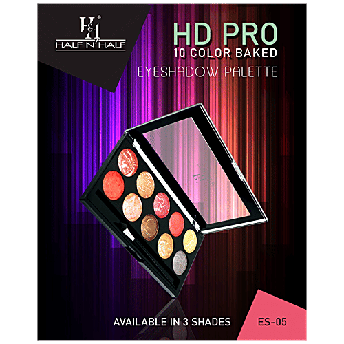Half N Half HD PRO 10 Color Baked Eyeshadow Palette - Long-Lasting, Multicolour, 18 g 03 