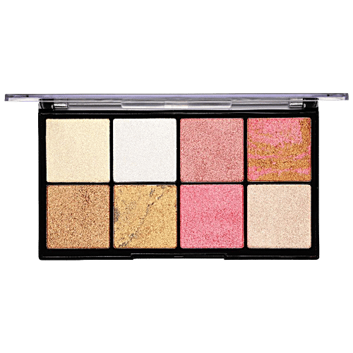 Half N Half HD Pro Ultra Glow Multicolor Baked Highlighter Palette - Lightweight, Smooth, 24 g 01 