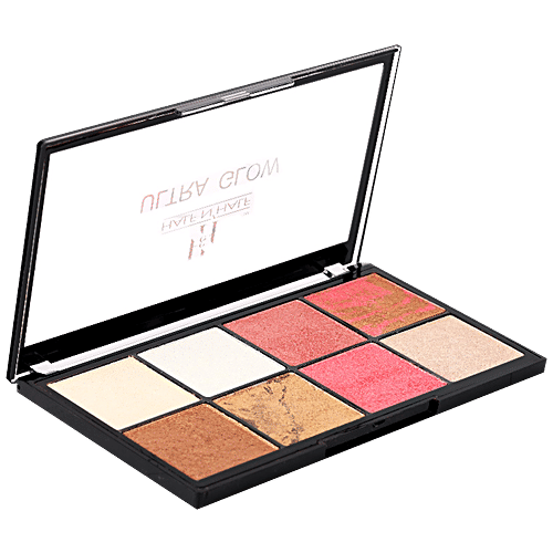 Half N Half HD Pro Ultra Glow Multicolor Baked Highlighter Palette - Lightweight, Smooth, 24 g 01 