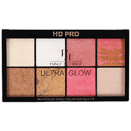 Half N Half HD Pro Ultra Glow Multicolor Baked Highlighter Palette - Lightweight, Smooth, 24 g 01 