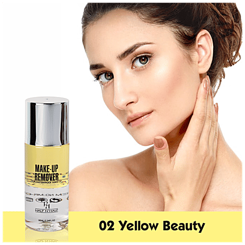 Half N Half Makeup Remover - For Waterproof Makeup, Fragrance Free, 95 ml 02 Yellow Beauty 