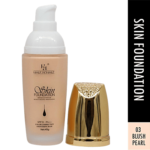 Half N Half Skin Foundation Miracle Touch Moisturizing Whitening - SPF 50, PA++, 45 g Blush Pearl 03 