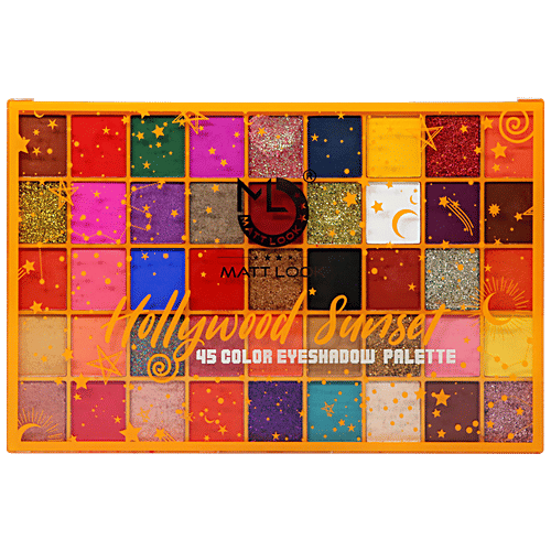 Mattlook Hollywood Sunset 45 Color Eyeshadow Palette - Highly Pigmented, 65 g Multicolour 01 