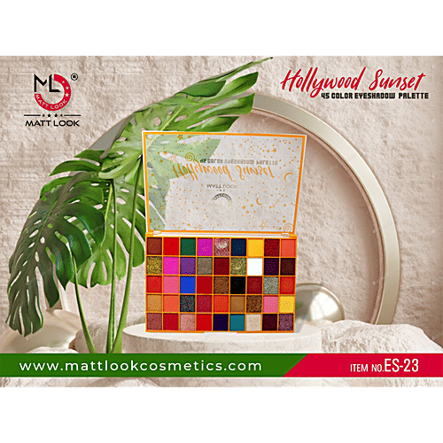 Mattlook Hollywood Sunset 45 Color Eyeshadow Palette - Highly Pigmented, 65 g Multicolour 01 