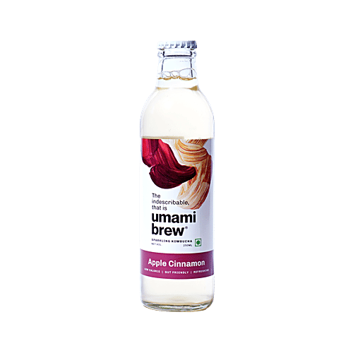 Umami Brew Sparkling Kombucha - Apple Cinnamon, Low Calorie, Antioxidant Rich, 250 ml  Low Calorie, Gut-friendly, Refreshing