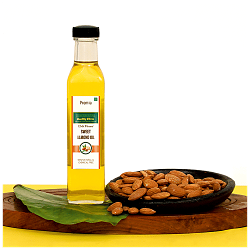 Healthy Fibres Premia Cold Pressed Sweet Almond Oil - Natural & Chemical Free, 100 ml