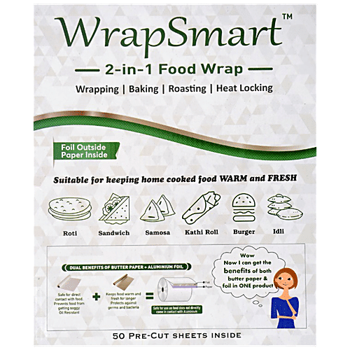 Buy WrapSmart 2In1 Food Wrap Grease Resistant, No Chemical Coating, Heat Locking Online at
