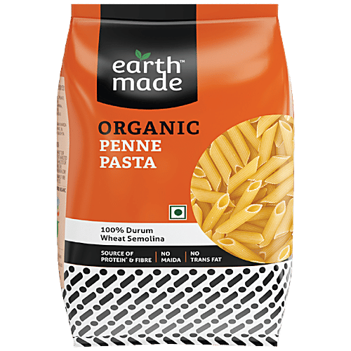 Earthmade Organic Penne Pasta - Rich In Protein, 500 g Pouch 