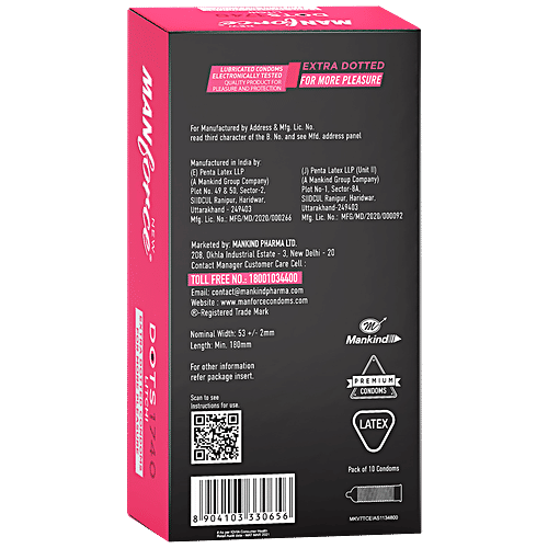 Manforce Condoms Dots 1740 - Litchi, Extra Dotted For More Pleasure, Premium, 10 pcs  