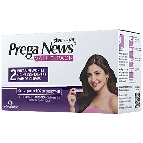 Mankind Prega News Value Pack - HCG Home Pregnancy Test, One Step Urine Test, Accurate Results In 5 Minutes, 1 pc (2N x 3 pcs) 