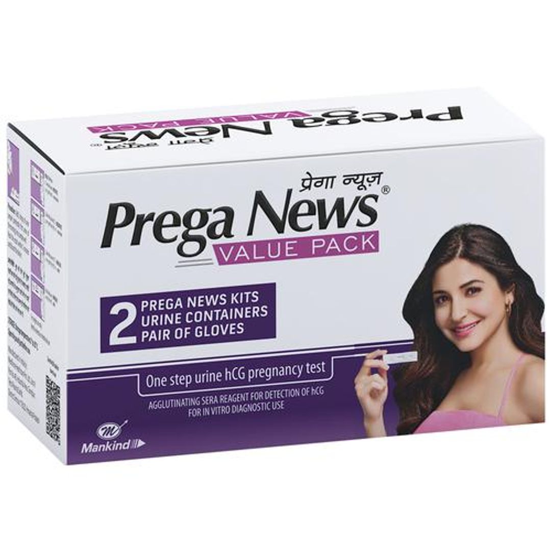Mankind Prega News Value Pack - HCG Home Pregnancy Test, One Step Urine Test, Accurate Results In 5 Minutes, 1 pc (2N x 3 pcs)