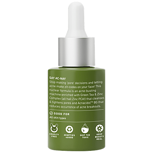Plum Green Tea & Zinc Complex 3% Serum - With AcnacidolTM BG & Natural AHAs, Fights Pimples & Tightens Pores, 30 ml