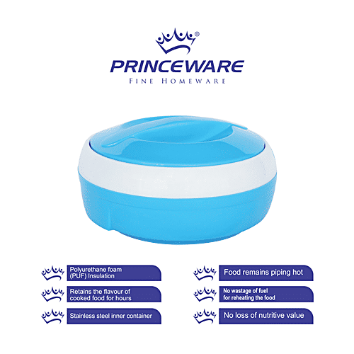 Princeware Solar Insulated Plastic With Inner Steel Casserole - For Roti/Chapati, Blue - Small, 780 ml  