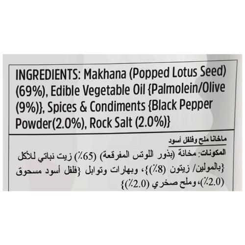 Aakash Makhana - Salt & Black Pepper, Blended With Olive Oil, High Protein, 80 g Jar 