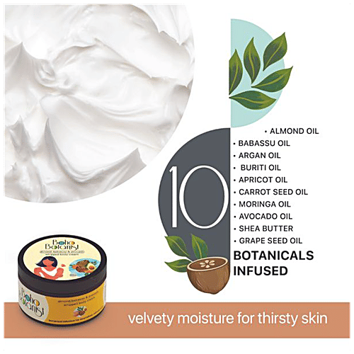Boho Botanist Whipped Body Cream Almond - Babassu Avocado, Nourishing Moisturising Dry Skin, 200 ml  