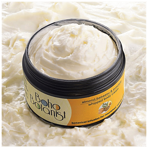 Boho Botanist Whipped Body Cream Almond - Babassu Avocado, Nourishing Moisturising Dry Skin, 200 ml  