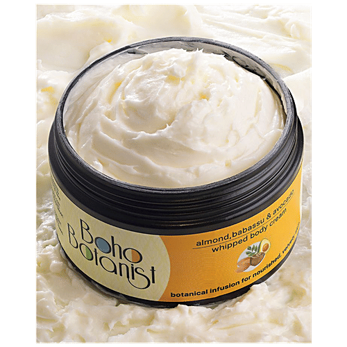 Boho Botanist Whipped Body Cream Almond - Babassu Avocado, Nourishing Moisturising Dry Skin, 200 ml  