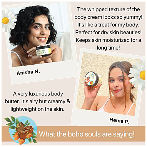 Boho Botanist Whipped Body Cream Almond - Babassu Avocado, Nourishing Moisturising Dry Skin, 200 ml  