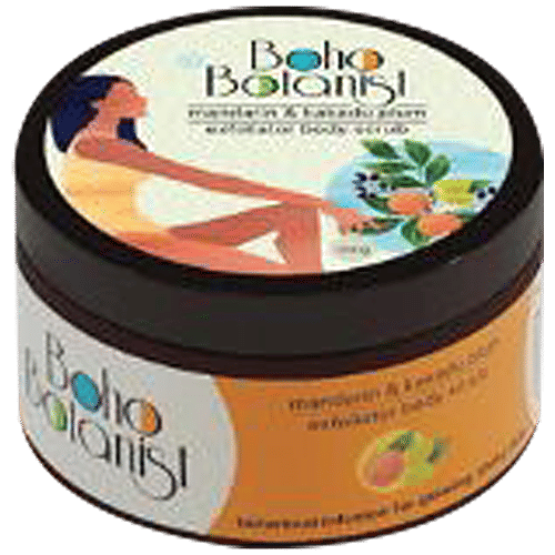 Boho Botanist Exfoliating Body Scrub - Mandarin& Kakadu Plum, Niacinamide, Vit C, Tan Removal, 200 g  