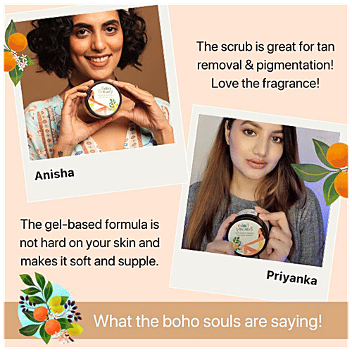Boho Botanist Exfoliating Body Scrub - Mandarin& Kakadu Plum, Niacinamide, Vit C, Tan Removal, 200 g  