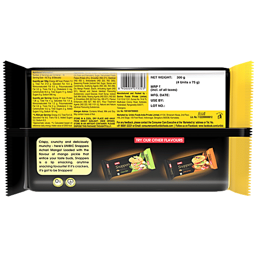 Unibic Snappers Potato Crackers - Achari Mango, Crispy & Crunchy, 300 g  
