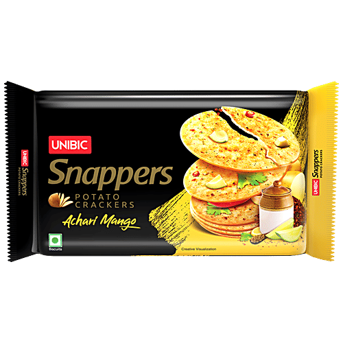 Unibic Snappers Potato Crackers - Achari Mango, Crispy & Crunchy, 300 g  
