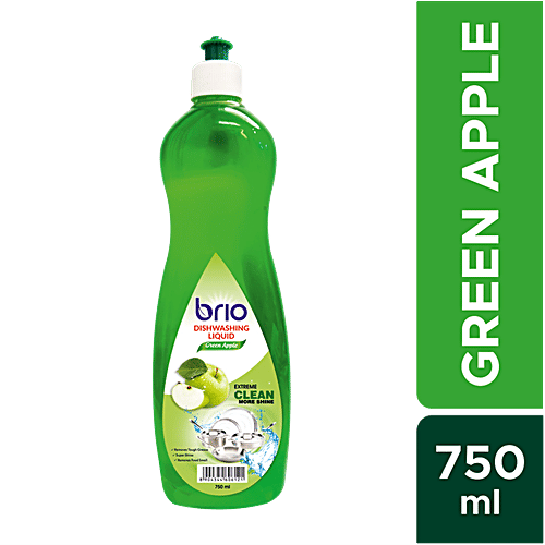Buy Brio Dishwashing Liquid Green Apple, Removes Tough Grease Online